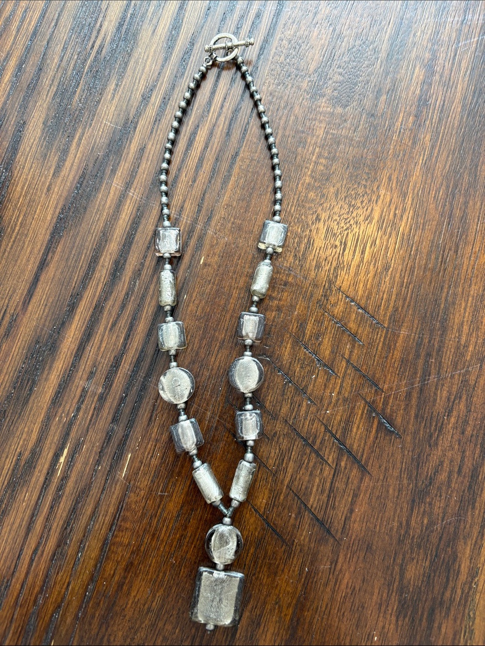 Sterling Silver-Tone Statement Bead Necklace - Silver